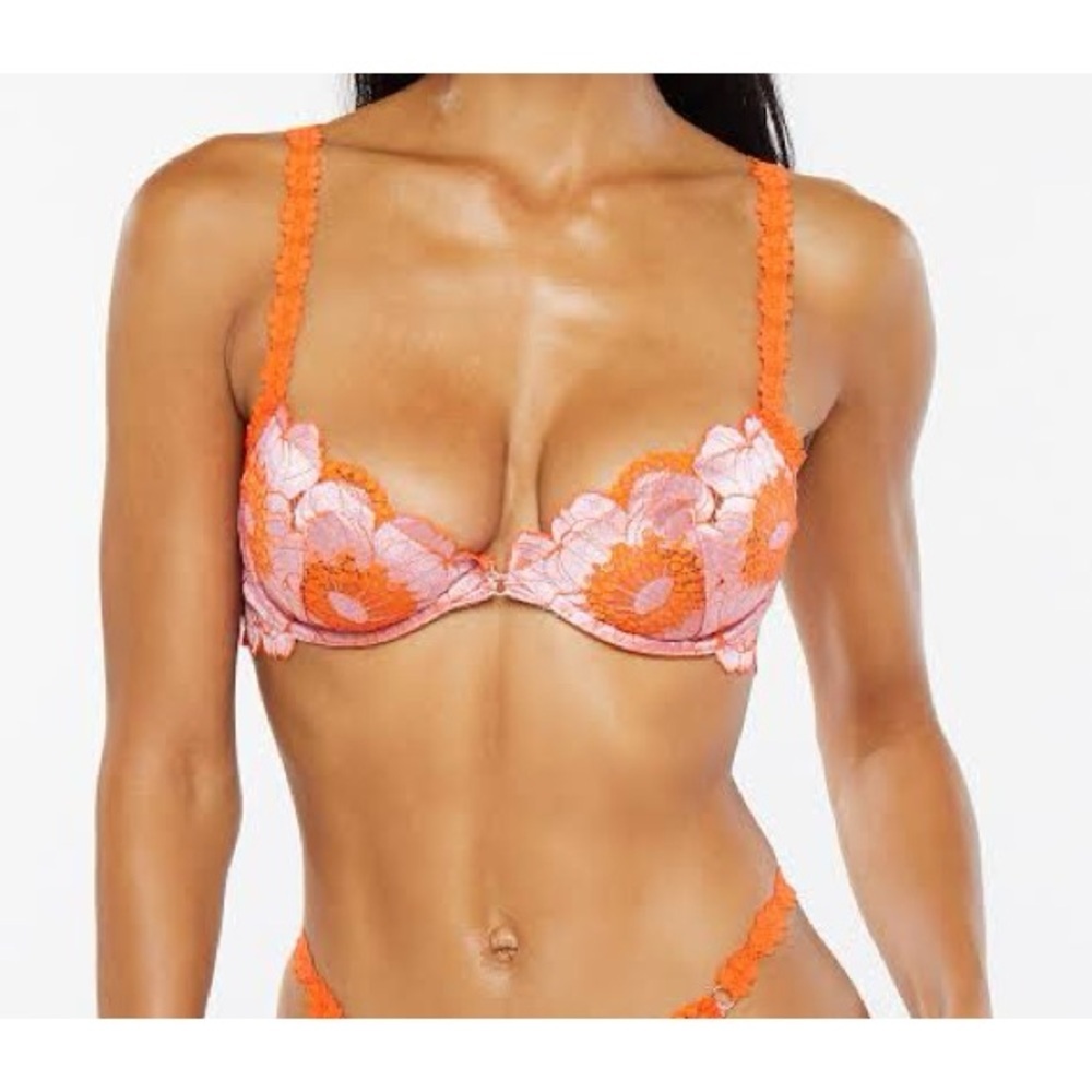 NWT Savage x Fenty 34DD Perfect Poppies Unlined Lace Demi Bra
